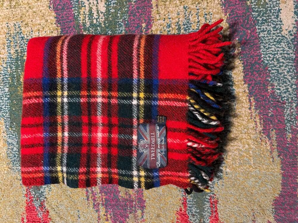 Tweedmill Pure New Wool Royal Stewart Tartan Plaid Throw Blanket with Fringe